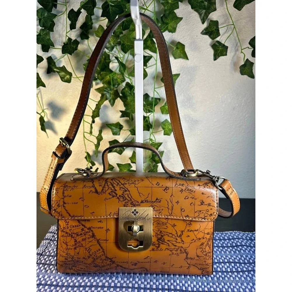 Patricia Nash Arlington Leather Satchel – European Map Print